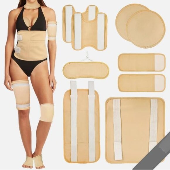 NEW Castor Oil Pack Wrap 9 Pcs -Reusable Hot/Cold Therapy Kit for Neck Back Knee - Picture 1 of 8